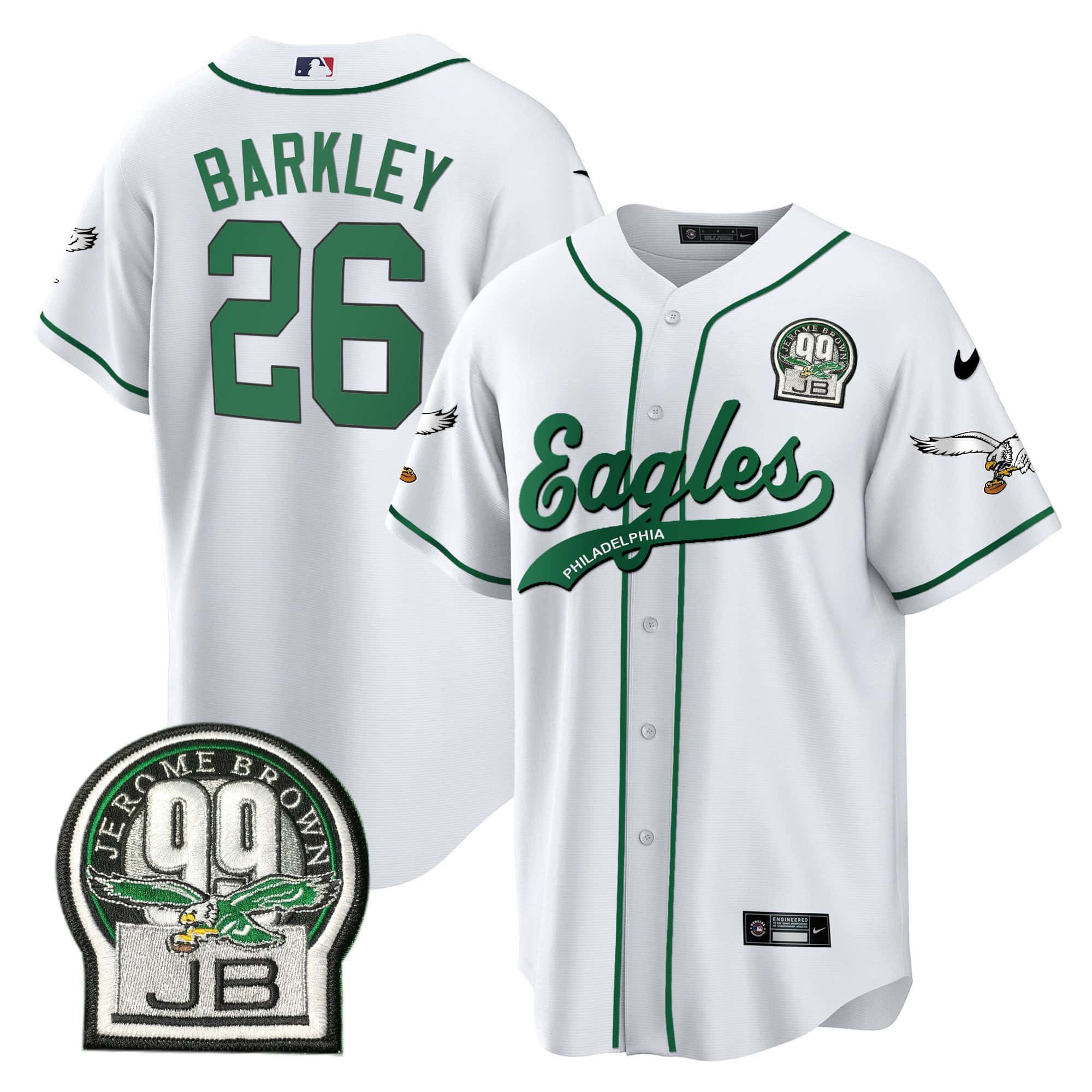 Men Philadelphia Eagles #26 Barkley White 2024 Nike Jerome Brown Retired Patch Baseball NFL Jersey->indianapolis colts->NFL Jersey